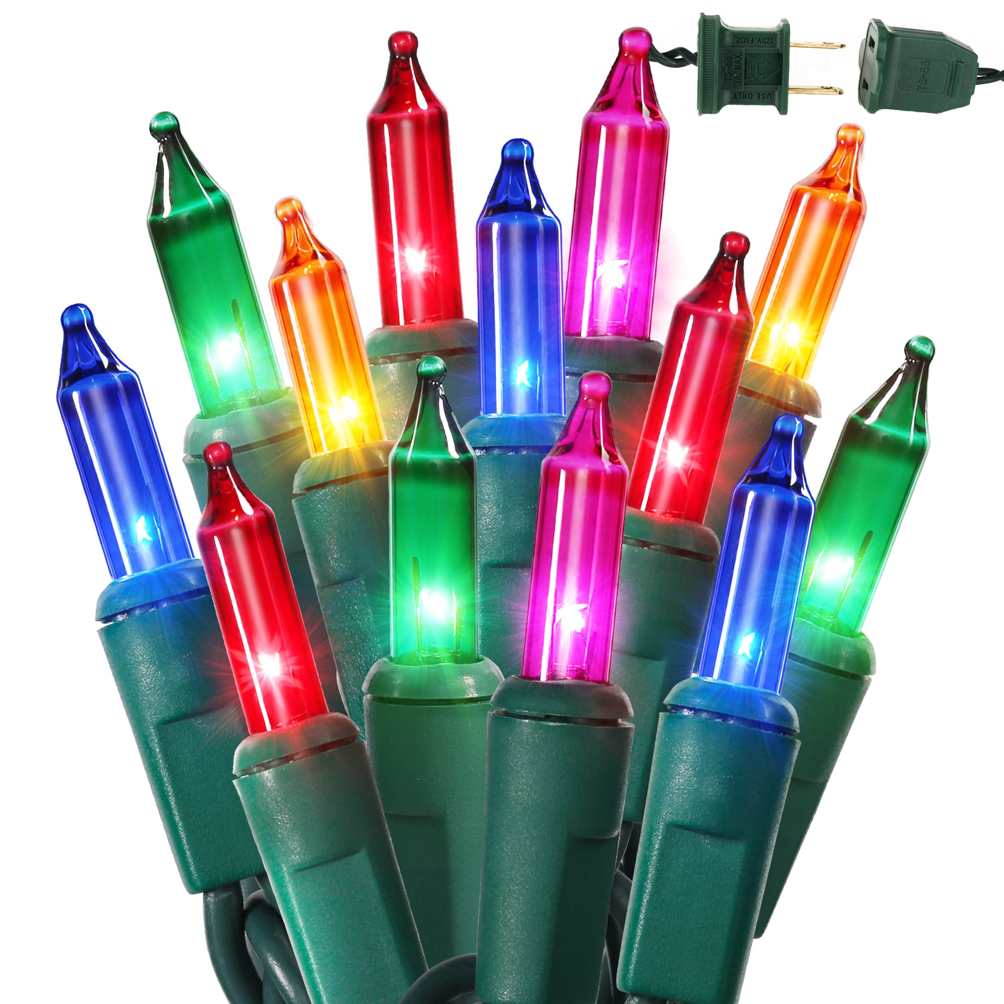 BrizLabs Steady On & Twinkle Christmas Lights - 100-ct Clear Outdoor Connectable Incandescent Mini Lights, Warm White String Lights for Xmas Tree, Indoor Holiday Party